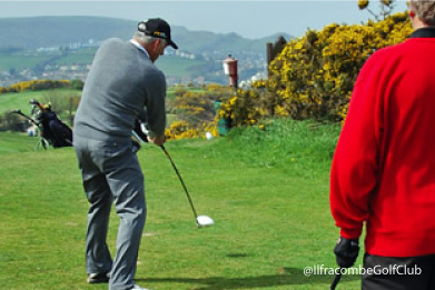 Two men playing golf in Ilfracombe